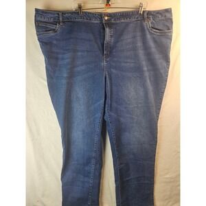 Denim 24/7 Womens Blue Straight Leg Jeans Size 30W Tall Medium Wash Heart Detail
